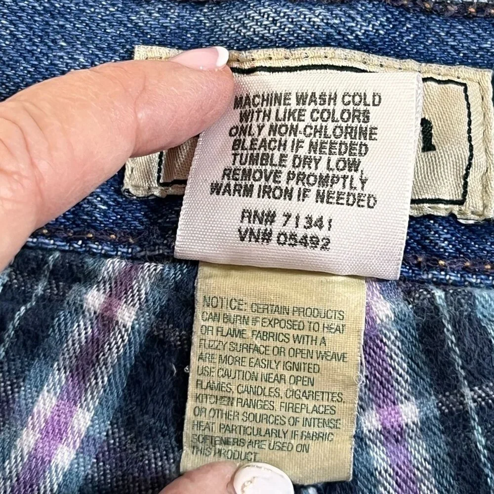 LL Bean Womens Blue Jeans Plaid Lined 14 MT Plaid Lined Original Fit Work Wear - Picture 11 of 14